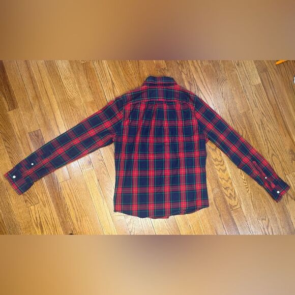 Abercrombie & Fitch Men’s Tartan Plaid Button Down Shirt Red Green Navy Medium - Picture 5 of 6